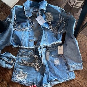 2 piece jean set .. brand new